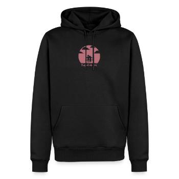 Drôle de slogan échangiste Marchandise - Sweat à capuche Premium bio Homme - noir - Devant - Nico (187cm)