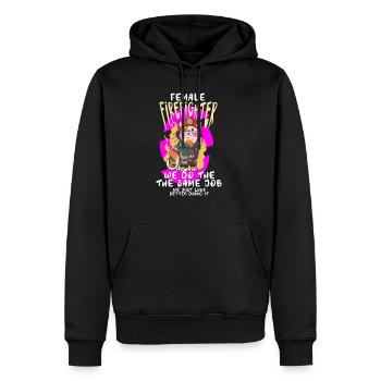 Pompier Nous faisons le même travail Sauveteur F - Sweat à capuche Premium bio Homme - noir - Devant - Nico (187cm)