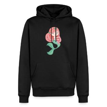 Petite sirene chevelure rousse queue verte - Sweat à capuche Premium bio Homme - noir - Devant - Nico (187cm)