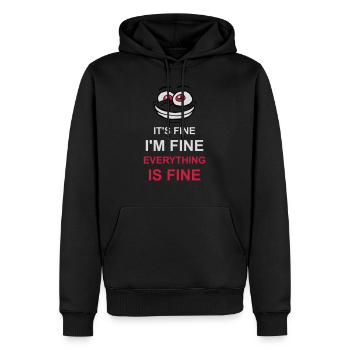 everything is fine quote - Men’s Premium Organic Hoodie - black - Front - Nico (187cm)