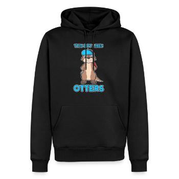 Boy Likes Otters Cool Quote Sea Otter Forest - Sweat à capuche Premium bio Homme - noir - Devant - Nico (187cm)