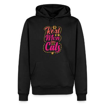 real man love cats - Sweat à capuche Premium bio Homme - noir - Devant - Nico (187cm)
