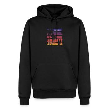 Cool Curacao Surfing Fan Beach Palm Tree - Men’s Premium Organic Hoodie - black - Front - Nico (187cm)