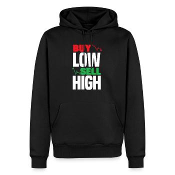 Buy Low Sell High Investor Day - Männer Premium Bio Hoodie - Schwarz - Vorne - Nico (187cm)