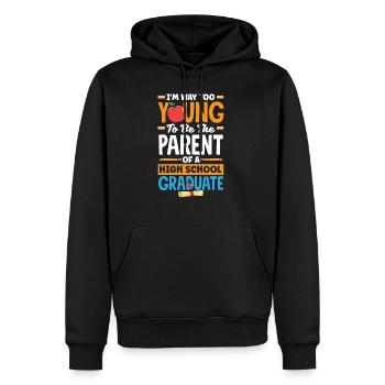 Trop jeune pour être parent d’une école secondaire - Sweat à capuche Premium bio Homme - noir - Devant - Nico (187cm)