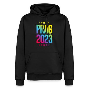 Prague 2023 - Sweat à capuche Premium bio Homme - noir - Devant - Nico (187cm)