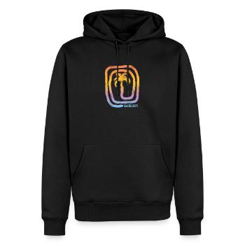 Vacances souvenirs de palmier de Guadeloupe - Sweat à capuche Premium bio Homme - noir - Devant - Nico (187cm)