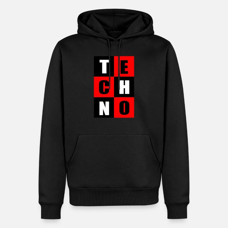 Rouge techno et noir - Sweat à capuche Premium bio Homme - noir