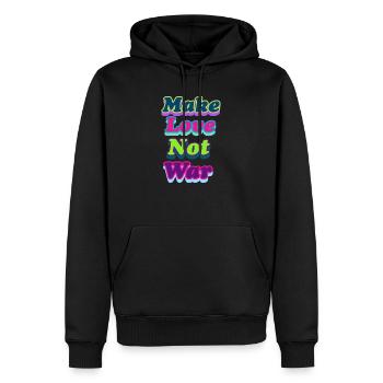 Make Love Not war - Männer Premium Bio Hoodie - Schwarz - Vorne - Nico (187cm)