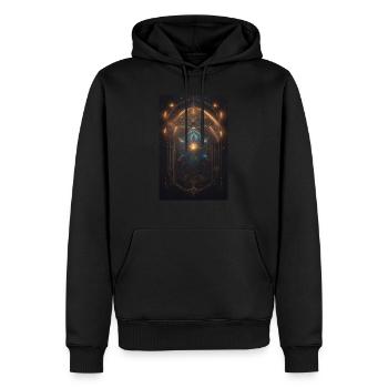 Sternenstaub-Sanduhr - Männer Premium Bio Hoodie - Schwarz - Vorne - Nico (187cm)