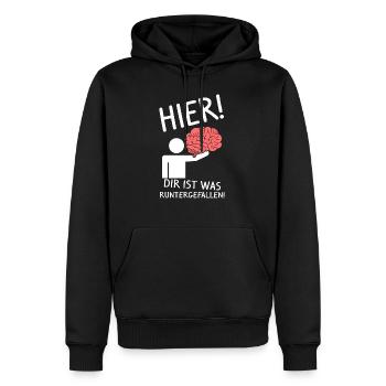 Strich Figur Gehirn Runtergefallen Lustig Spaß Dum - Männer Premium Bio Hoodie - Schwarz - Vorne - Nico (187cm)