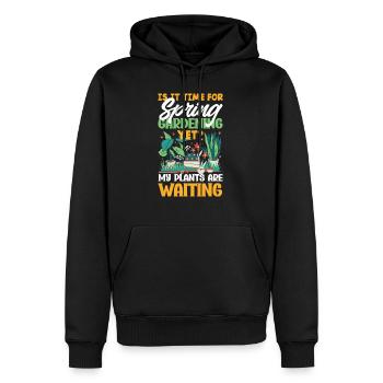 Mes plantes attendent le jardinier - Sweat à capuche Premium bio Homme - noir - Devant - Nico (187cm)