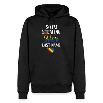 LGBTQ Pride Couple Arc-en-ciel Bi fiançailles mariage - Sweat à capuche Premium bio Homme - noir - Devant - Nico (187cm)