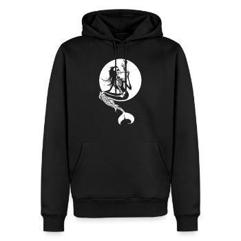 Skelett Meerjungfrau raucht eine Zigarette 2 - Männer Premium Bio Hoodie - Schwarz - Vorne - Nico (187cm)