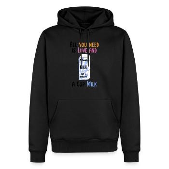 We need Love and Milk Comicstyle 2 - Männer Premium Bio Hoodie - Schwarz - Vorne - Nico (187cm)