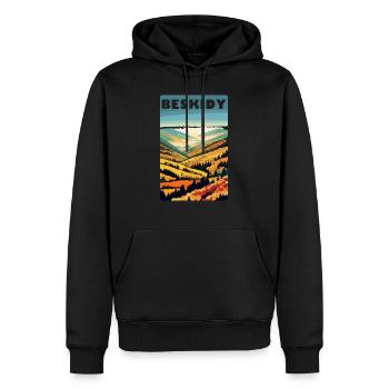 Beskides Montagnes Pologne Paysage - Sweat à capuche Premium bio Homme - noir - Devant - Nico (187cm)