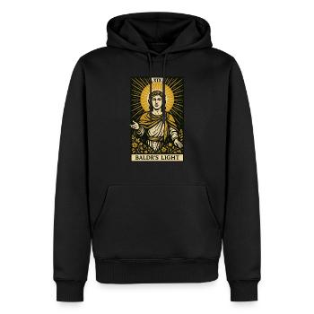 Baldr – Wikinger Tarot Sonnenkarte inspiriertes Design - Männer Premium Bio Hoodie - Schwarz - Vorne - Nico (187cm)