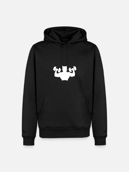 Body Builder Cat - Gym Bodybuilder Gym - Men’s Premium Organic Hoodie - black