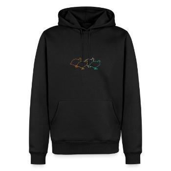 Hühner Hahn Perlhuhn - Männer Premium Bio Hoodie - Schwarz - Vorne - Nico (187cm)