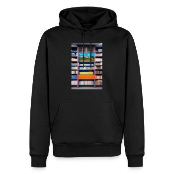 Das Bücheregal - Männer Premium Bio Hoodie - Schwarz - Vorne - Nico (187cm)