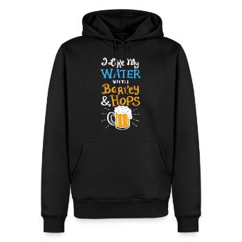 I Like My Water with Barley & Hops Gift - Men’s Premium Organic Hoodie - black - Front - Nico (187cm)