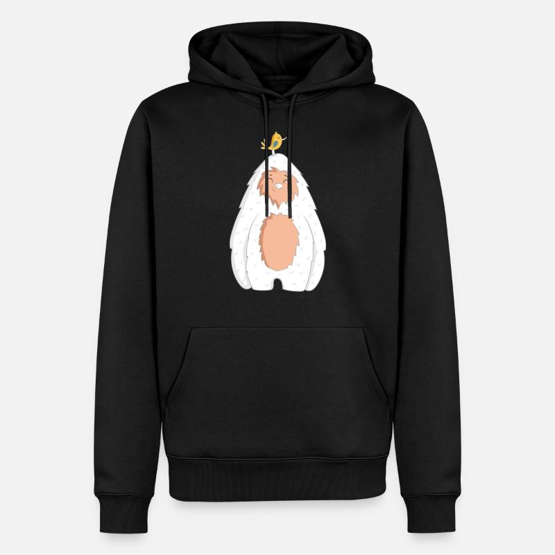 Yeti avec oiseau - Sweat à capuche Premium bio Homme - noir