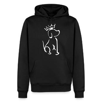 chien avec couronne - Sweat à capuche Premium bio Homme - noir - Devant - Nico (187cm)