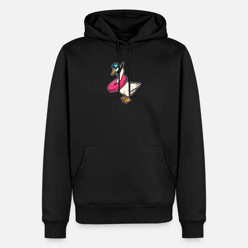 Sommer Gans Schwimmbad - Männer Premium Bio Hoodie - Schwarz