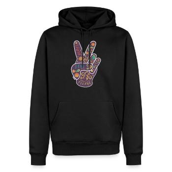 Design anniversaire culte 10y RK - Sweat à capuche Premium bio Homme - noir - Devant - Nico (187cm)