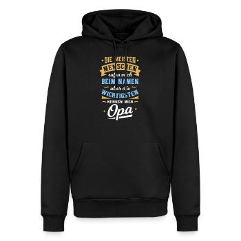 Die wichtigsten Menschen nennen mich Opa - Männer Premium Bio Hoodie - Schwarz - Vorne - Nico (187cm)