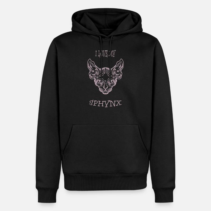 Chat nu Sphynx chat - Sweat à capuche Premium bio Homme - noir