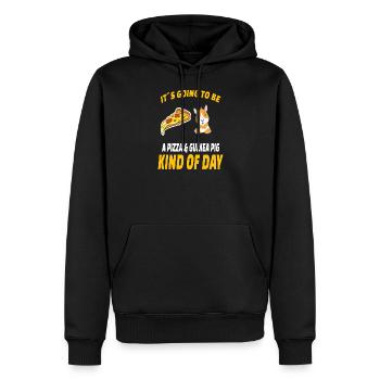 PIZZA / GUINEA PIG: Pizza Et Cochon D'Inde - Sweat à capuche Premium bio Homme - noir - Devant - Nico (187cm)