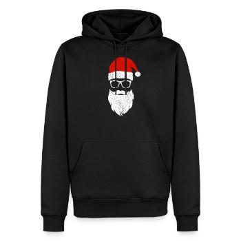 Hipster ringard Père Noël Noël humour - Sweat à capuche Premium bio Homme - noir - Devant - Nico (187cm)