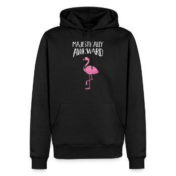 Majestically Awkward - Pink Flamingo Illustration - Men’s Premium Organic Hoodie - black - Front - Nico (187cm)