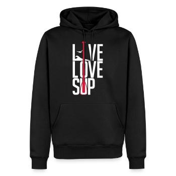 SUP - Live love SUP - Stand up Paddeling - Männer Premium Bio Hoodie - Schwarz - Vorne - Nico (187cm)