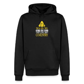 WARNING!: Coventry - Männer Premium Bio Hoodie - Schwarz - Vorne - Nico (187cm)