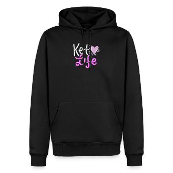 KETO DIET: Keto Life - Männer Premium Bio Hoodie - Schwarz - Vorne - Nico (187cm)