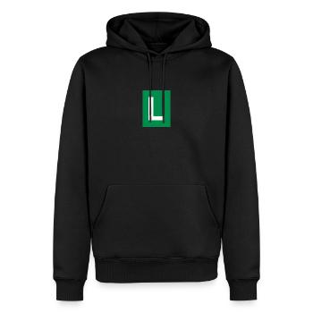 L - Men’s Premium Organic Hoodie - black - Front - Nico (187cm)