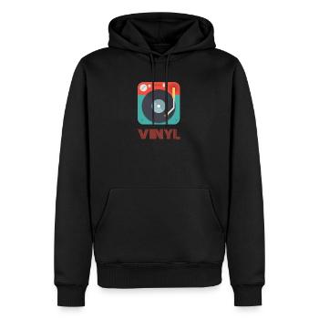 VINYL - Männer Premium Bio Hoodie - Schwarz - Vorne - Nico (187cm)