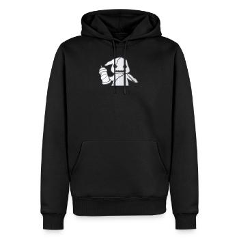 Geist - Männer Premium Bio Hoodie - Schwarz - Vorne - Nico (187cm)