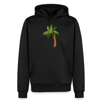 Palme Palmen 15062 W. - Männer Premium Bio Hoodie - Schwarz - Vorne - Nico (187cm)