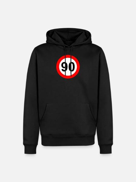 Panneau routier limite de vitesse 90 - Sweat à capuche Premium bio Homme - noir