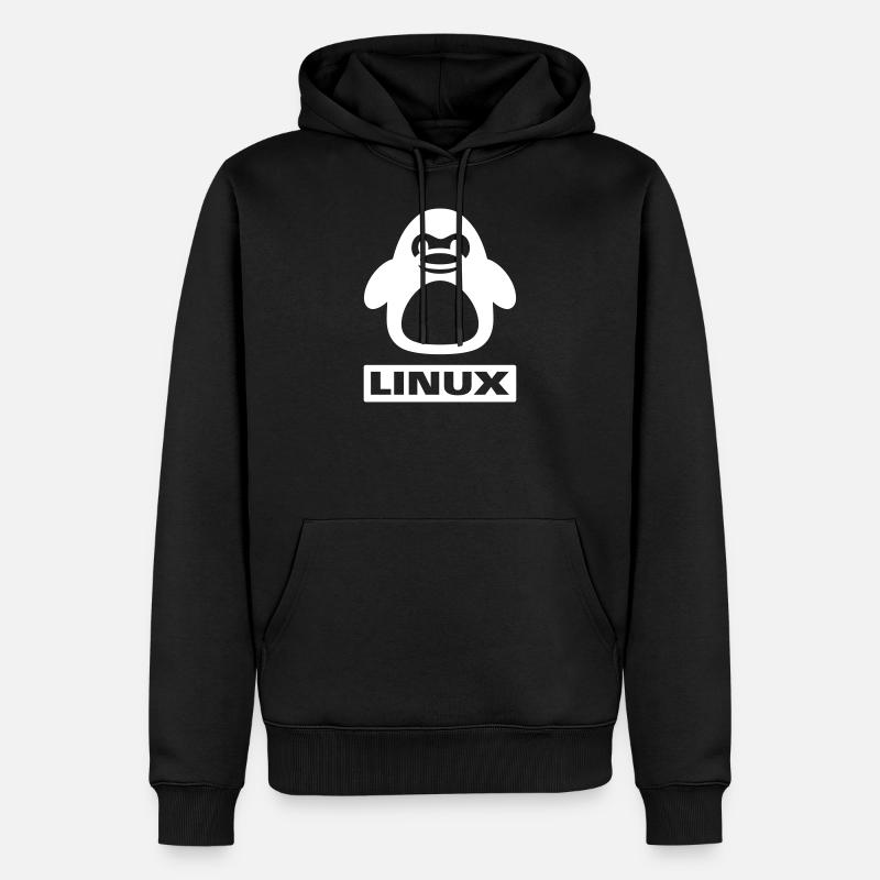 pingouin linux - Sweat à capuche Premium bio Homme - noir