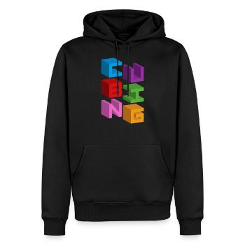 CUBING 3D - Men’s Premium Organic Hoodie - black - Front - Nico (187cm)