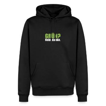 Grün? Nein, danke. Keine grüne Verbotspolitik. - Männer Premium Bio Hoodie - Schwarz - Vorne - Nico (187cm)