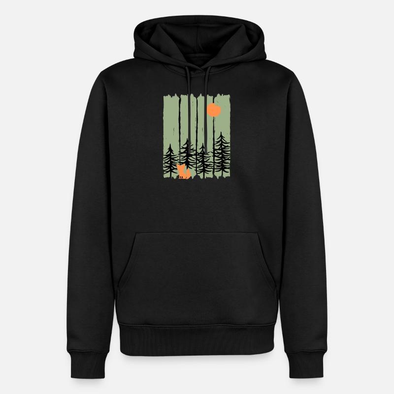 Fox Forest - Männer Premium Bio Hoodie - Schwarz