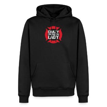 Pompier pompier - Sweat à capuche Premium bio Homme - noir - Devant - Nico (187cm)