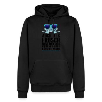 Frosch Küssen Brille Humor Lustig Spaß Sprüche - Männer Premium Bio Hoodie - Schwarz - Vorne - Nico (187cm)