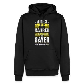 Bayer Bayern Hauptstadt Sprüche - Männer Premium Bio Hoodie - Schwarz - Vorne - Nico (187cm)