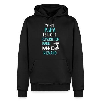 Only dad can fix it – no one else! - Men’s Premium Organic Hoodie - black - Front - Nico (187cm)